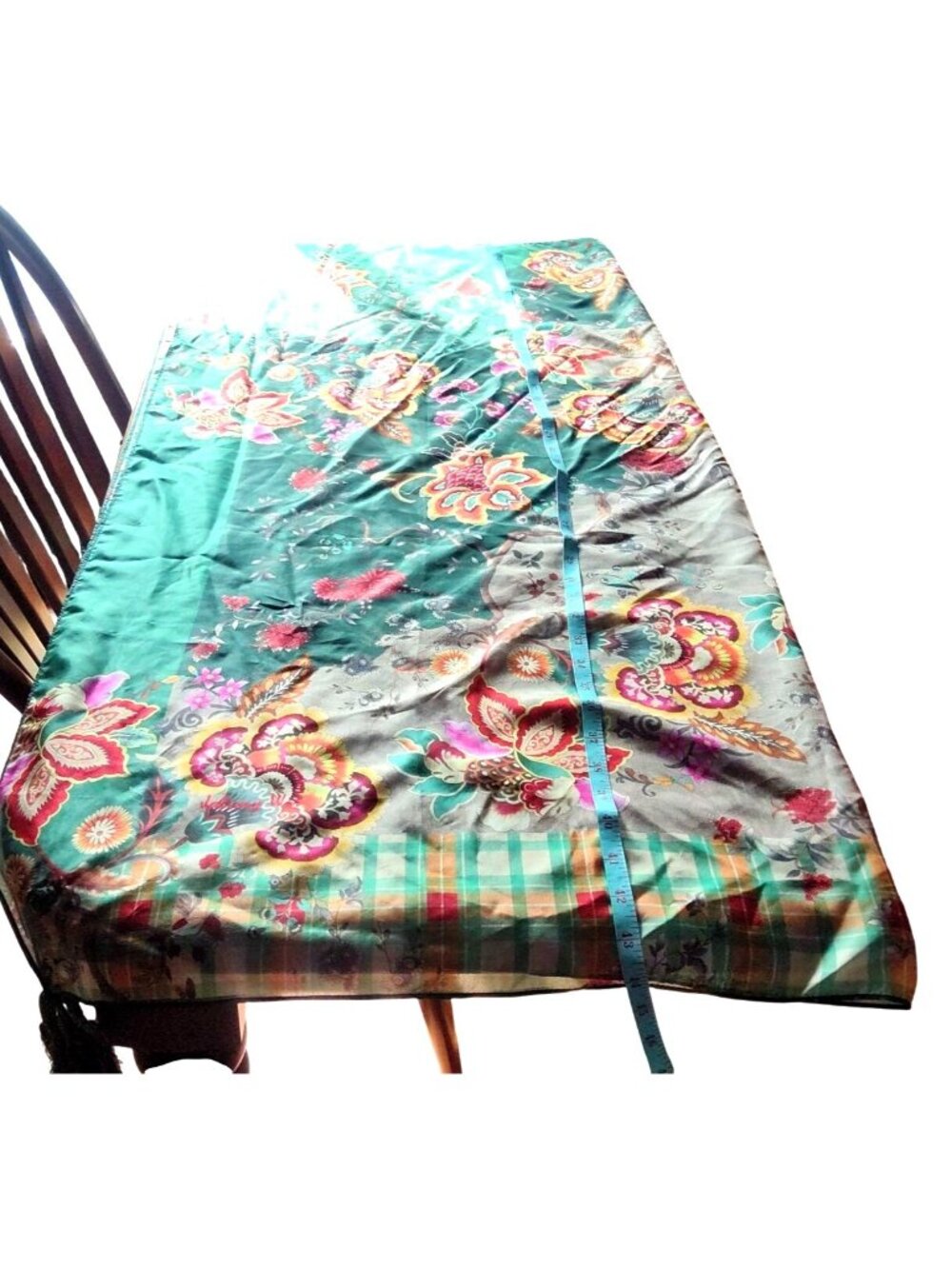 Floral Silk Scarf W/Tassels Multicolor 100% Silk Lightweight And Elegant Design - Picture 9 of 9